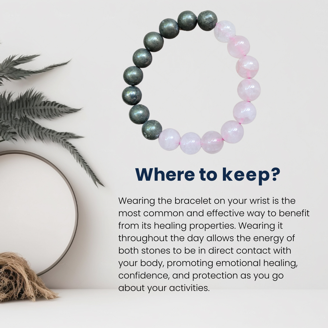 Rose Quartz & Pyrite combine Crystal Bracelet