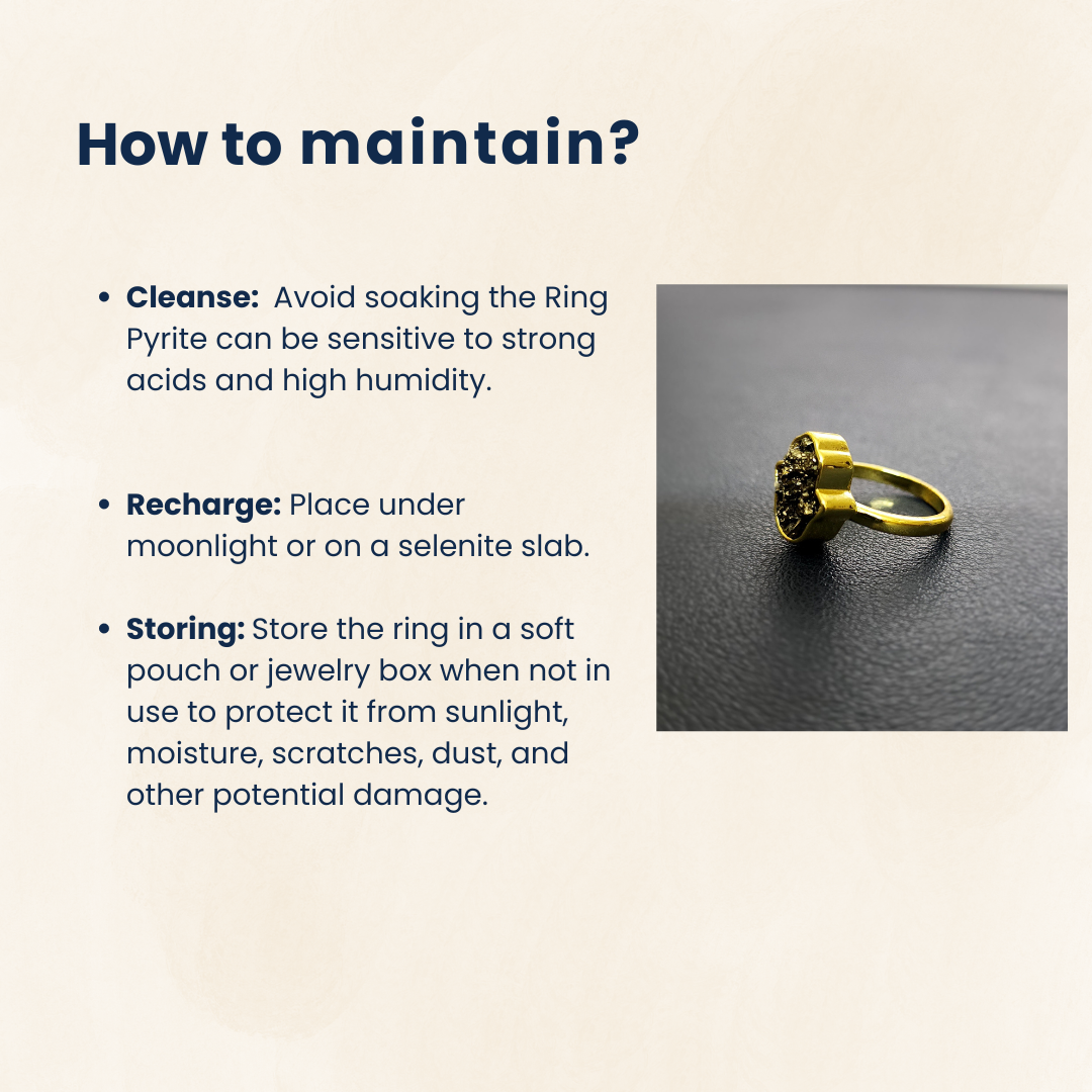 Pyrite Ring with Hamsa Hand Charm, Adjustable Unisex