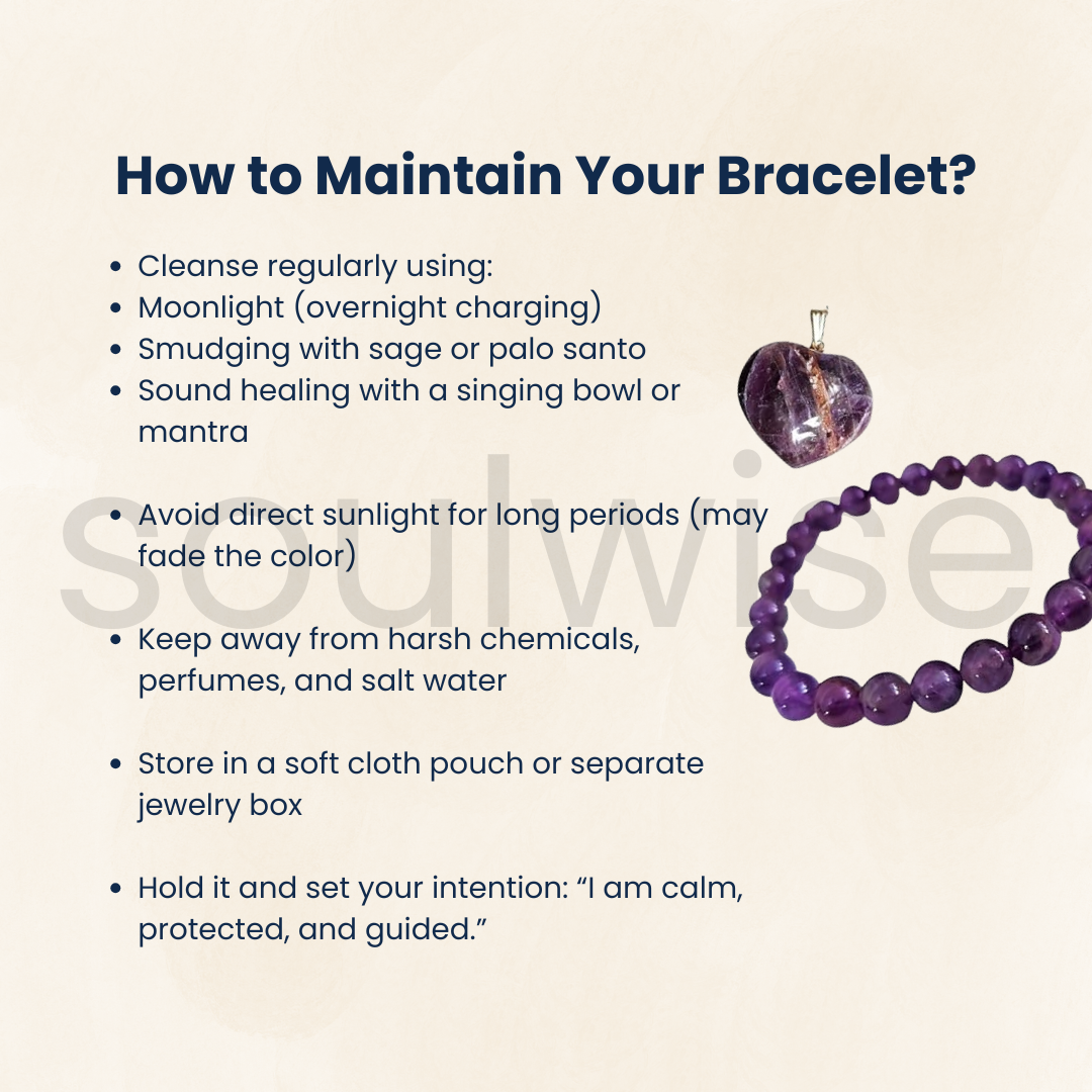 Natural Amethyst Crystal Bracelet (8mm) & Heart-Shaped Pendant Necklace Set – Healing, Protection & Spiritual Balance