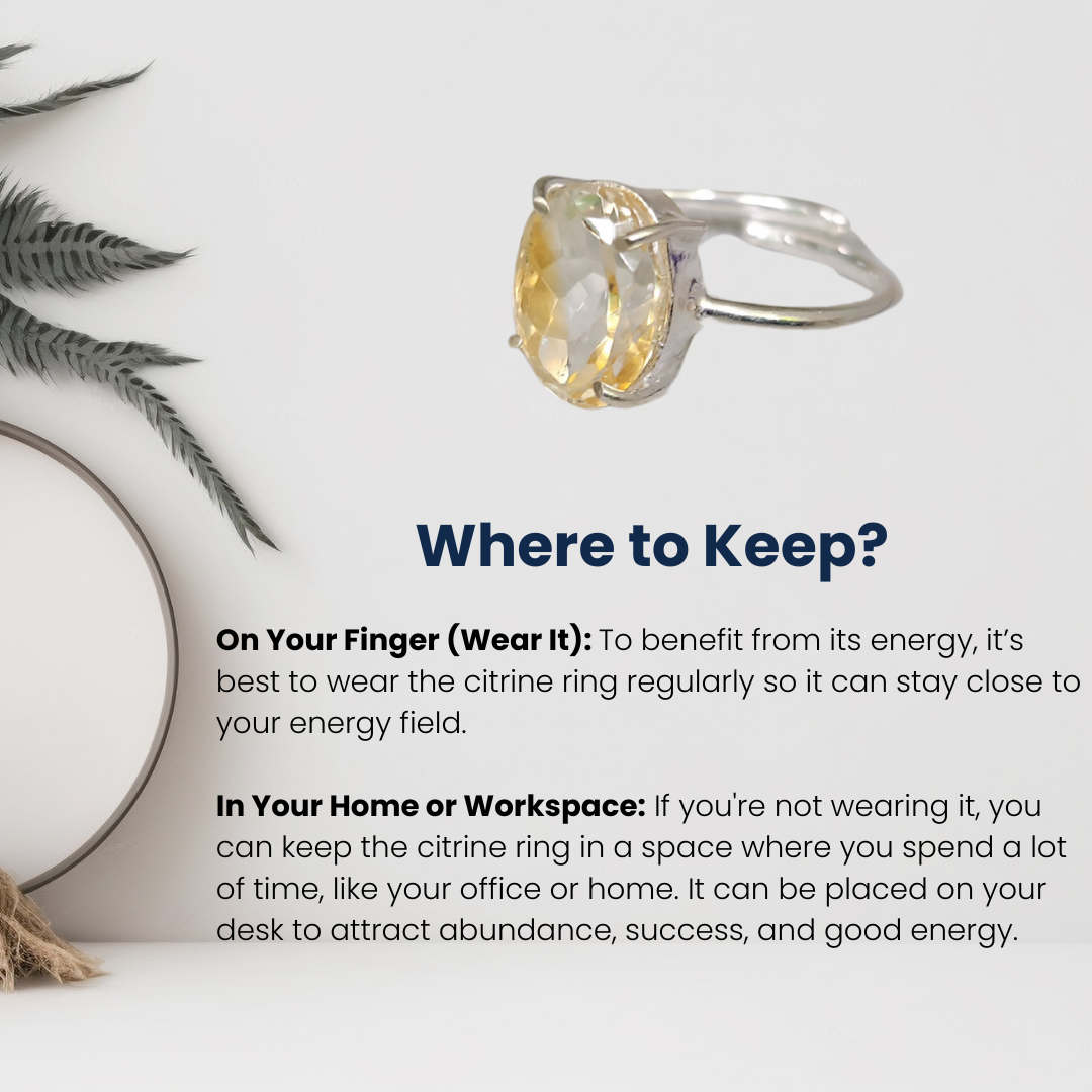 Citrine Gemstone Ring, Certified, Adjustable