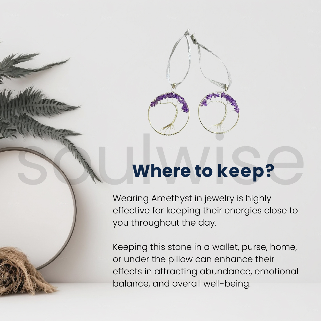 Amethyst Gemstone Tree Ornaments – Set of 2 | Crystal Healing Décor for Home, Office & Gifting