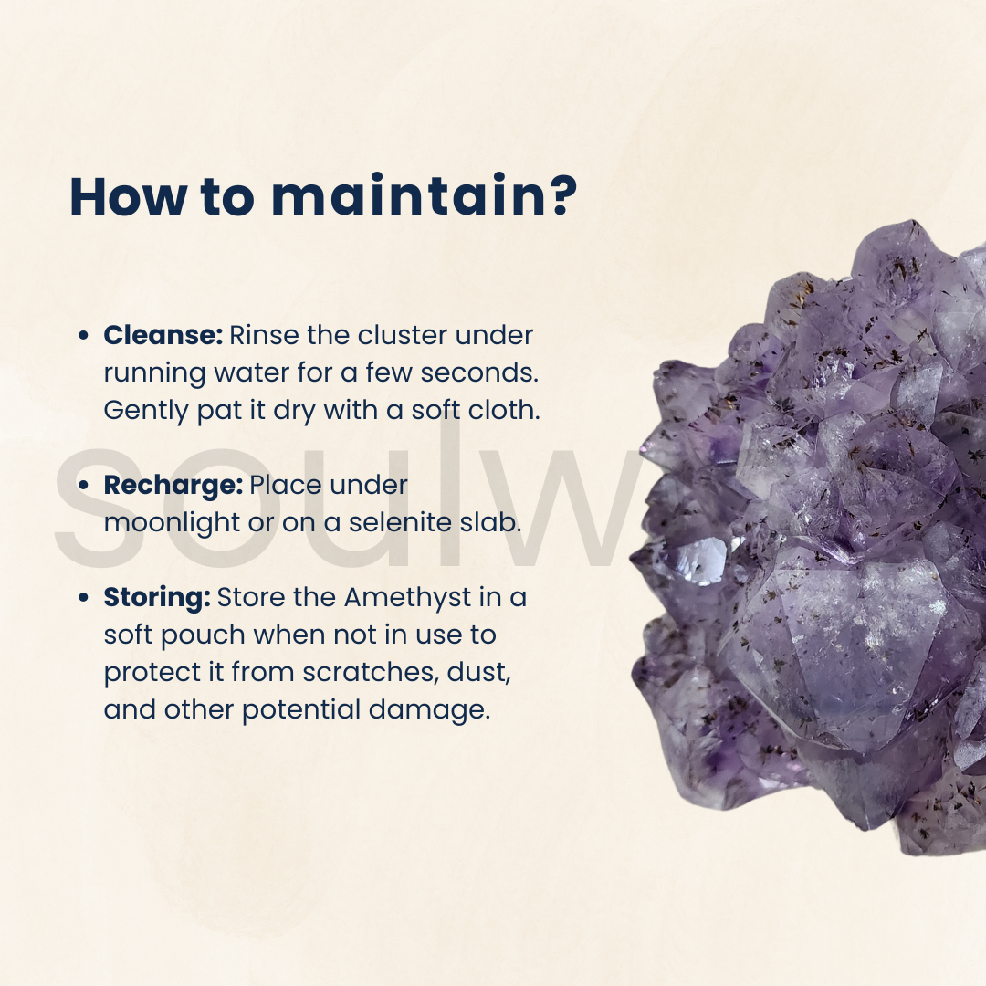 Soulwise Healing Amethyst cluster, Amethyst Geode, self-standing, Healing, protective crystal cluster decor, 1400g (Medium)