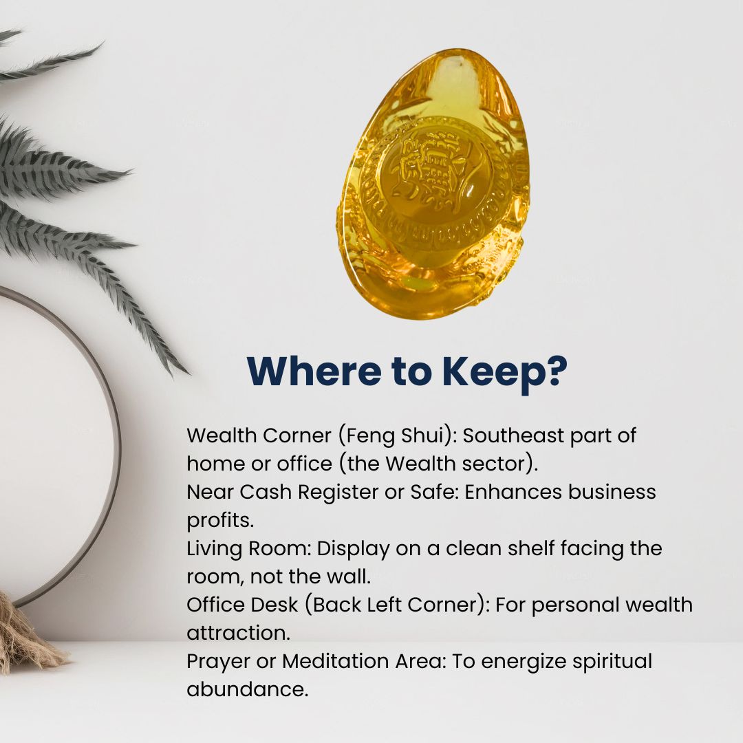 Golden Citrine Glass Ingot for Wealth & Business Success | Feng Shui & Vastu Remedy
