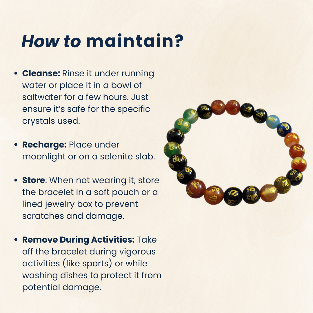 Om Mani 7 Chakra Bracelet 8mm