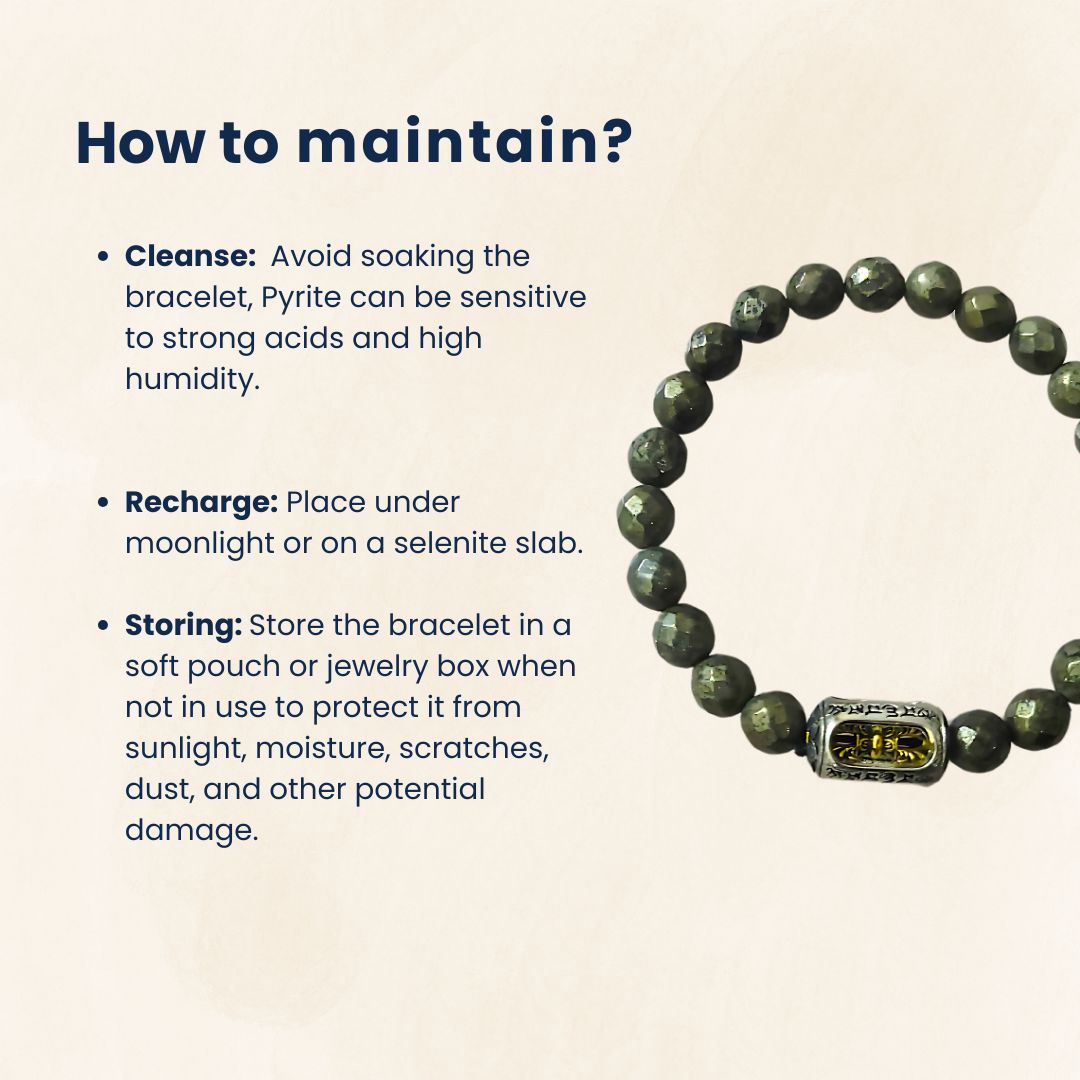 Pyrite Bracelet with Vajra charm Energy Protection, Wealth & Spiritual Healing