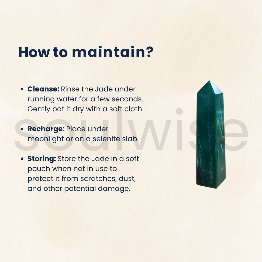 Soulwise Certified Natural Jade Tower – 6 Inch Feng Shui Crystal Obelisk | 450-500g Green Stone Energy Decor for Home, Office, Meditation & Healing