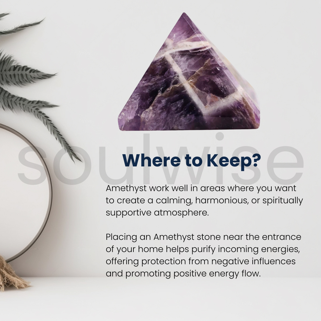 Amethyst Pyramid 3" – Natural Healing Crystal for Reiki, Chakra Balancing, Meditation
