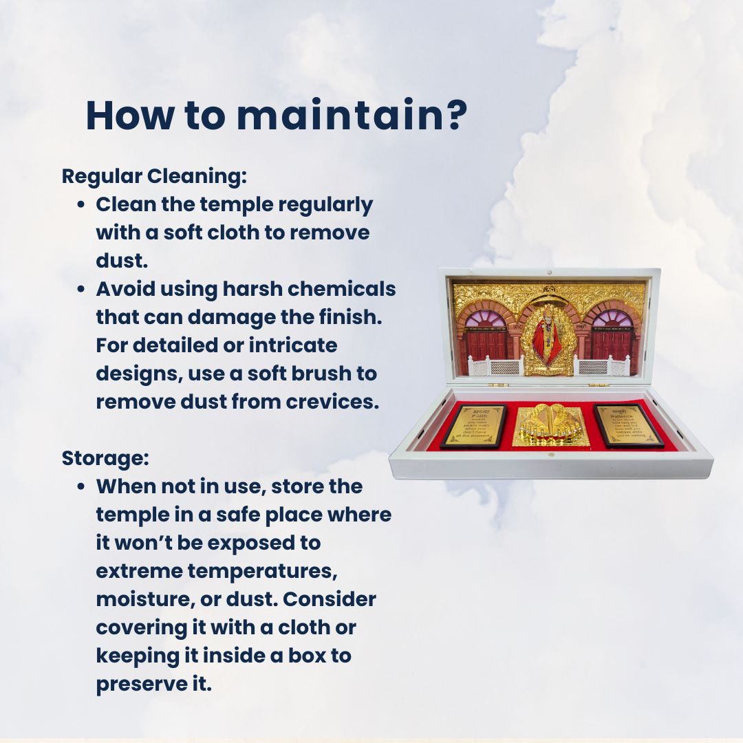 Shirdi Sai Baba Gold-Plated Devotional Pocket Temple