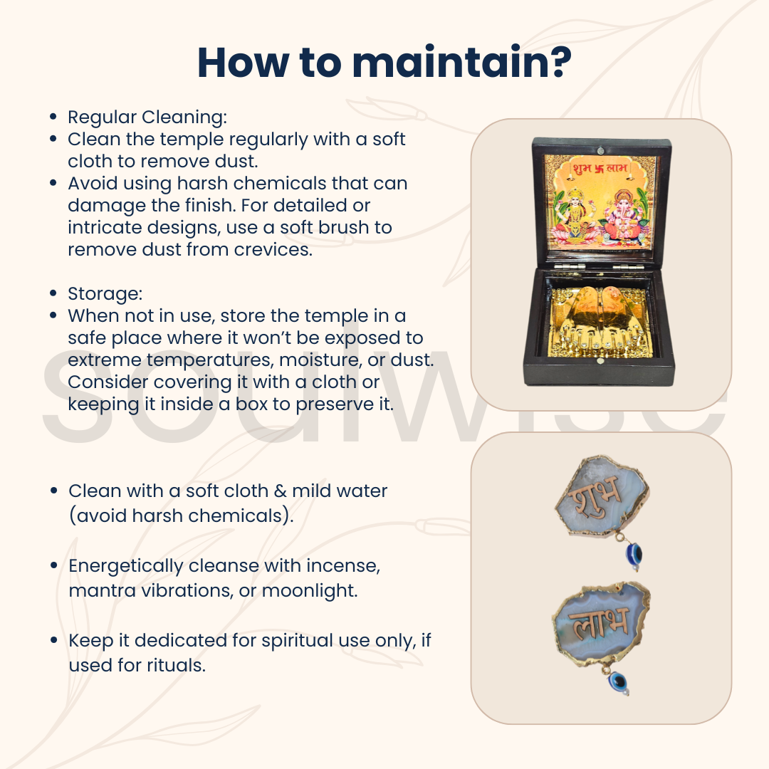Shubh Diwali Combo – Laxmi Ganesh Pocket Temple + Natural Agate Shubh Labh Door Sticker | Auspicious Gift for Home Entrance & Puja