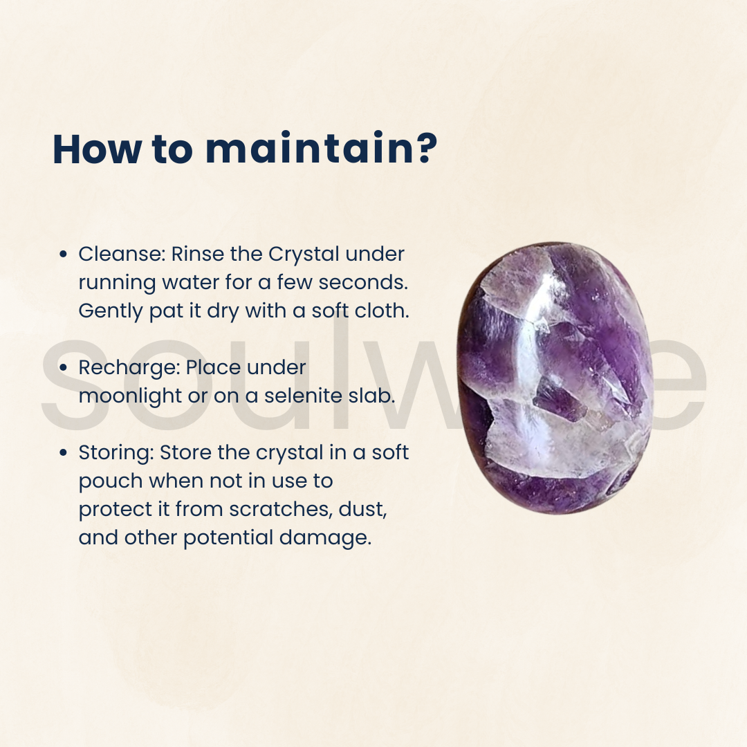 Natural Amethyst Palm Stone – Healing Crystal for Meditation, Stress Relief & Energy Balancing – Pocket-Sized Worry Stone