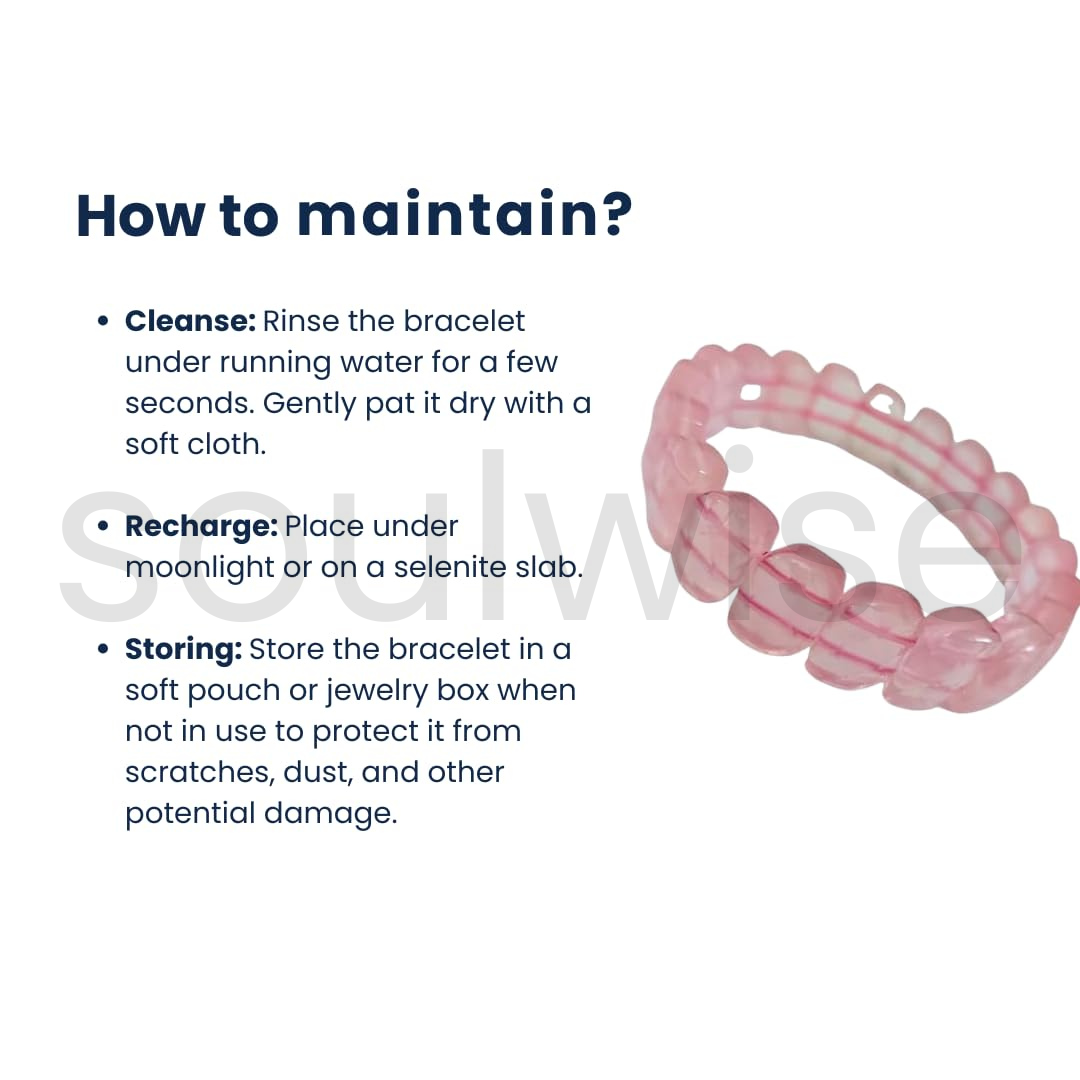 Rose Quartz Fashion Bracelet for Emotional balance, Love, luck and Joyful life