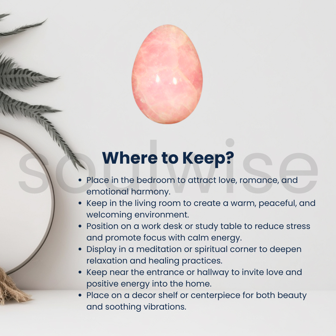 Soulwise Rose Quartz Crystal Egg – Natural Polished Gemstone for Energy Healing, Meditation & Decorative Display