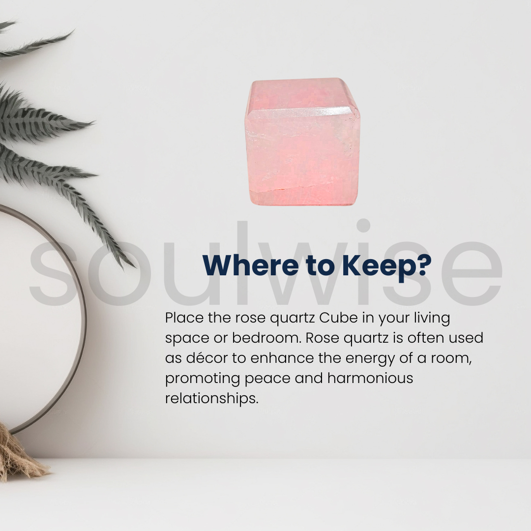 Rose Quartz Cube – 100% Natural Crystal Stone (1–1.5 Inch) for Love, Healing & Home Décor – Hand-Carved Gemstone Cube for Energy Work & Meditation