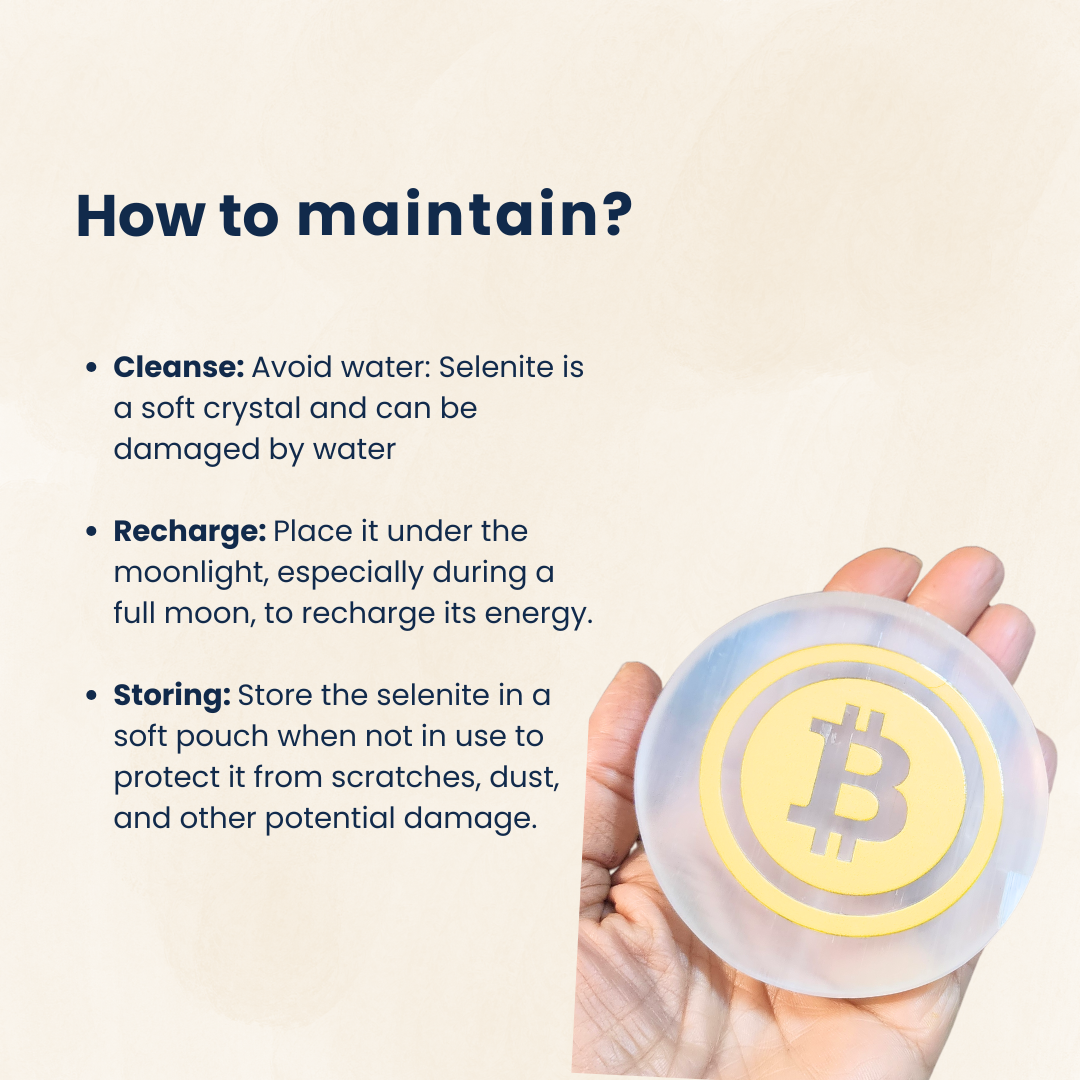 Bitcoin Symbol Selenite Crystal Charging Plate
