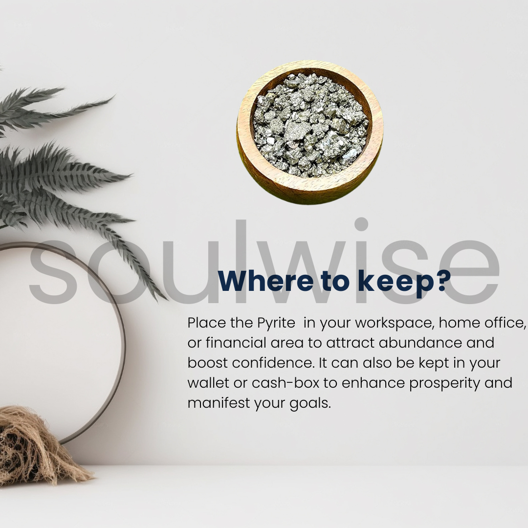 Soulwise Natural Pyrite chunks, for positive energy flow, Manifest money and Abundance, boost confidence, personal power, decor and gift (20g)