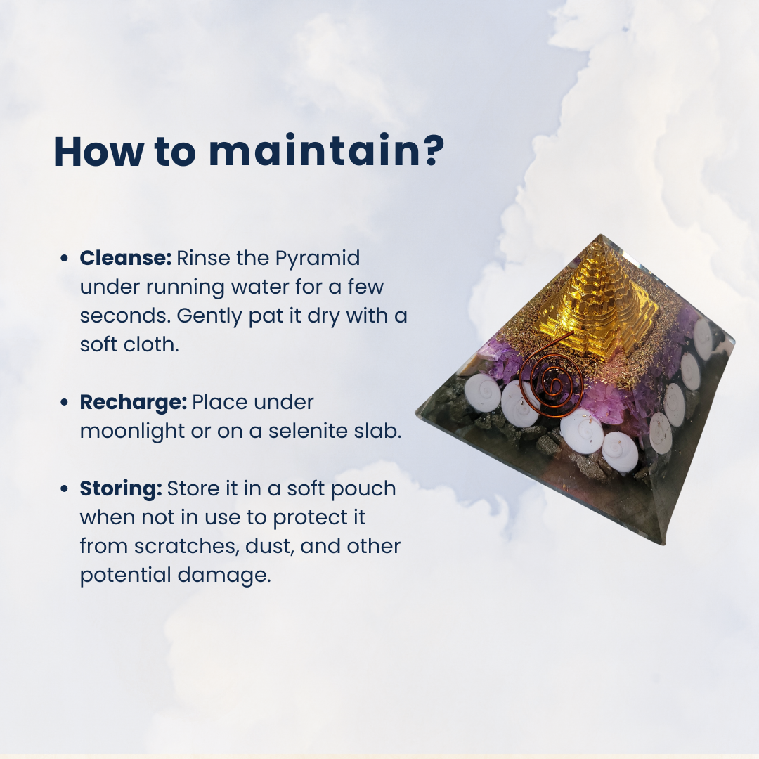 Dhan Suraksha, Laxmi Pyramid Orgonite Amethyst & Gomti Chakra
