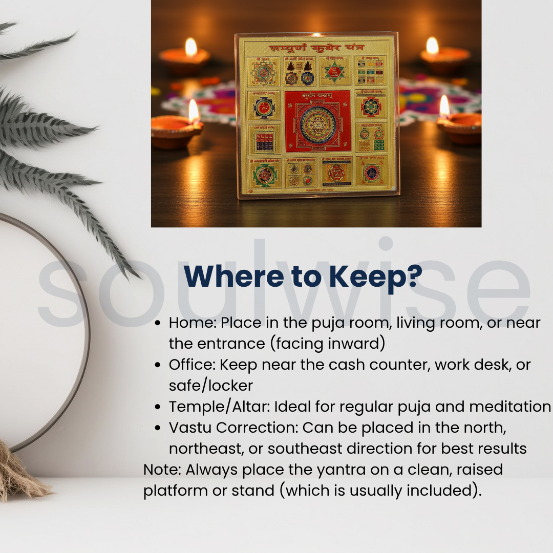 Diwali Sampoorna Kuber Yantra – Gold-Plated Prosperity Yantra with Stand for Wealth, Vastu & Puja.