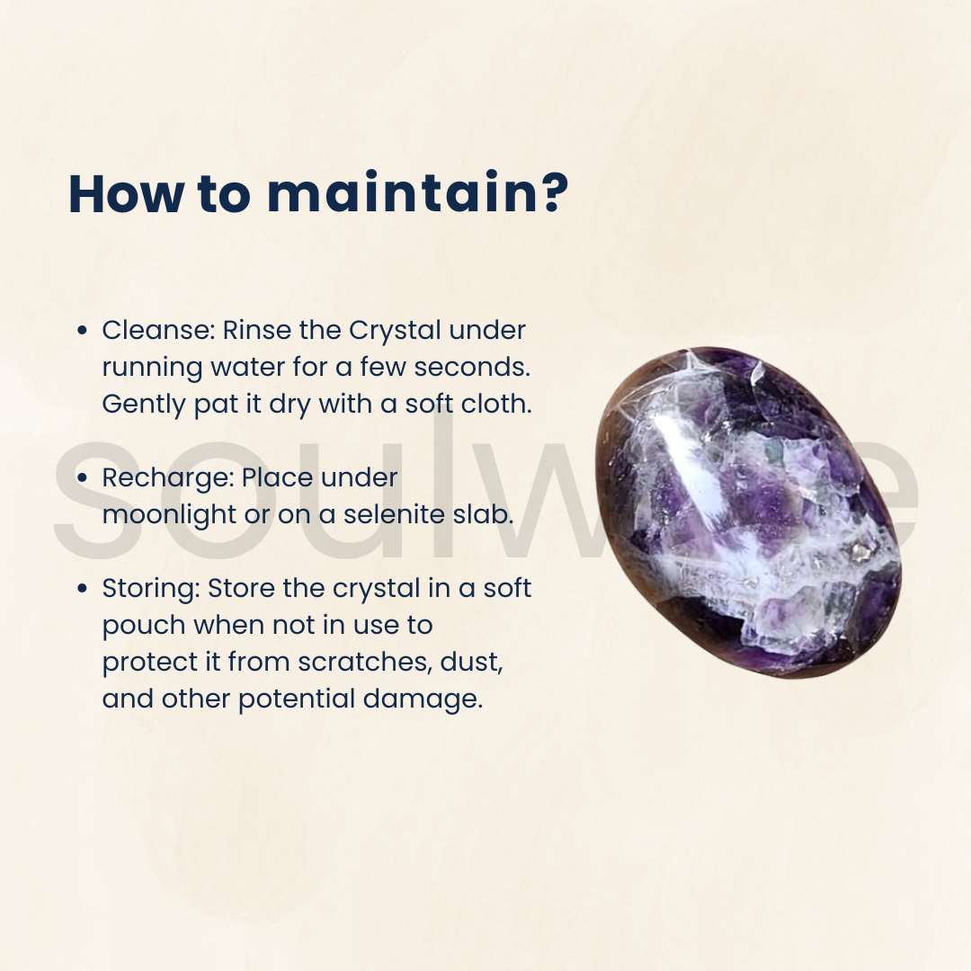 Soulwise Chevron Amethyst Healing Crystal Palm Stone – Natural Tumbled Stone for Meditation, Reiki, Anxiety Relief & Chakra Balancing