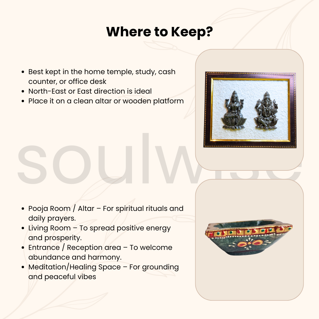 Diwali Special Combo – Maa Laxmi & Lord Ganesh Crystal Frame with Pyrite & Selenite + Hanuman Ji Gada 3" Gold-Plated with Stand | Spiritual Vastu Gift for Home & Office Decor
