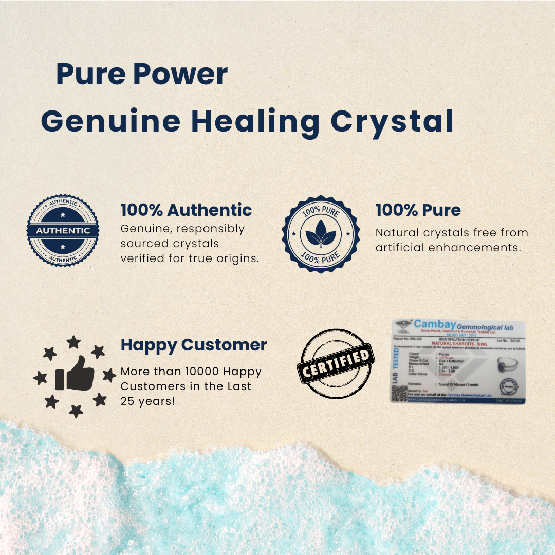 चारोइट रत्न की अंगूठी समायोज्य, प्रमाणित