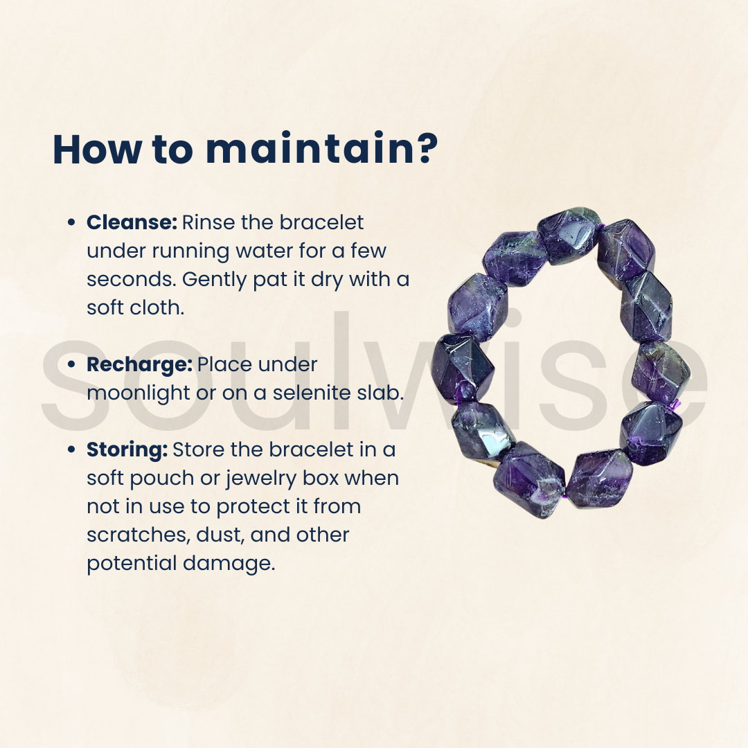 Amethyst cut stone tumble bracelet for good relationship, happiness, peace & business success