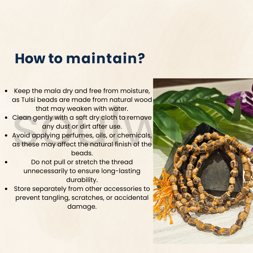 Soulwise Handcrafted Tulsi Jaap Mala 108 Beads – Traditional Prayer Beads Necklace for Devotion & Meditation