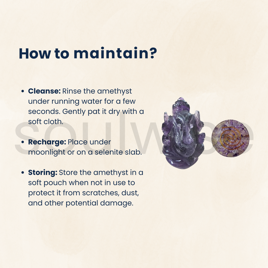 Amethyst Crystal Ganesha Statue 2" & paper weight table Decor Gift Set - Promotes Balance, Peace, Healing & Prosperity.