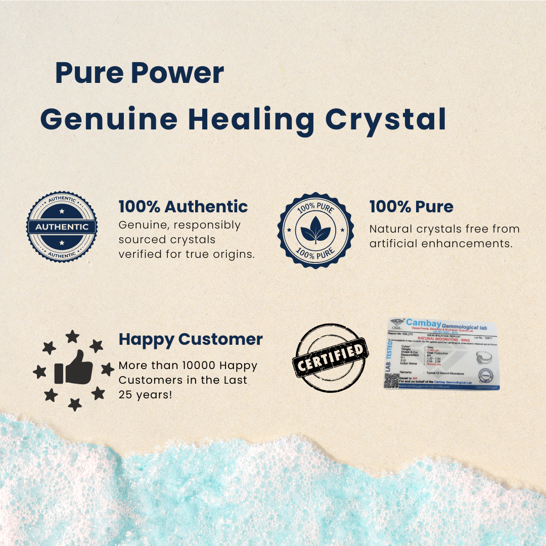 मूनस्टोन रिंग समायोज्य, प्रमाणित