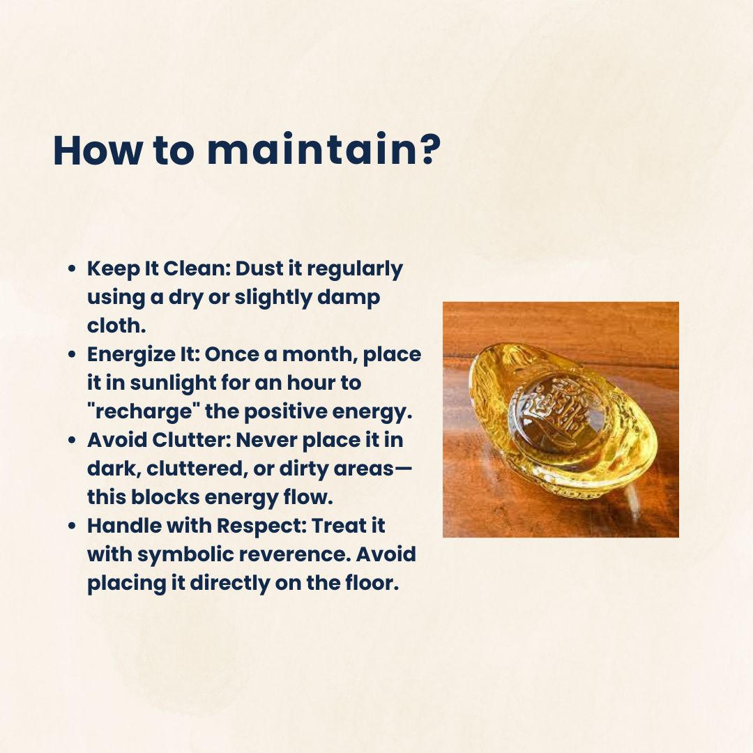 Golden Citrine Glass Ingot for Wealth & Business Success | Feng Shui & Vastu Remedy