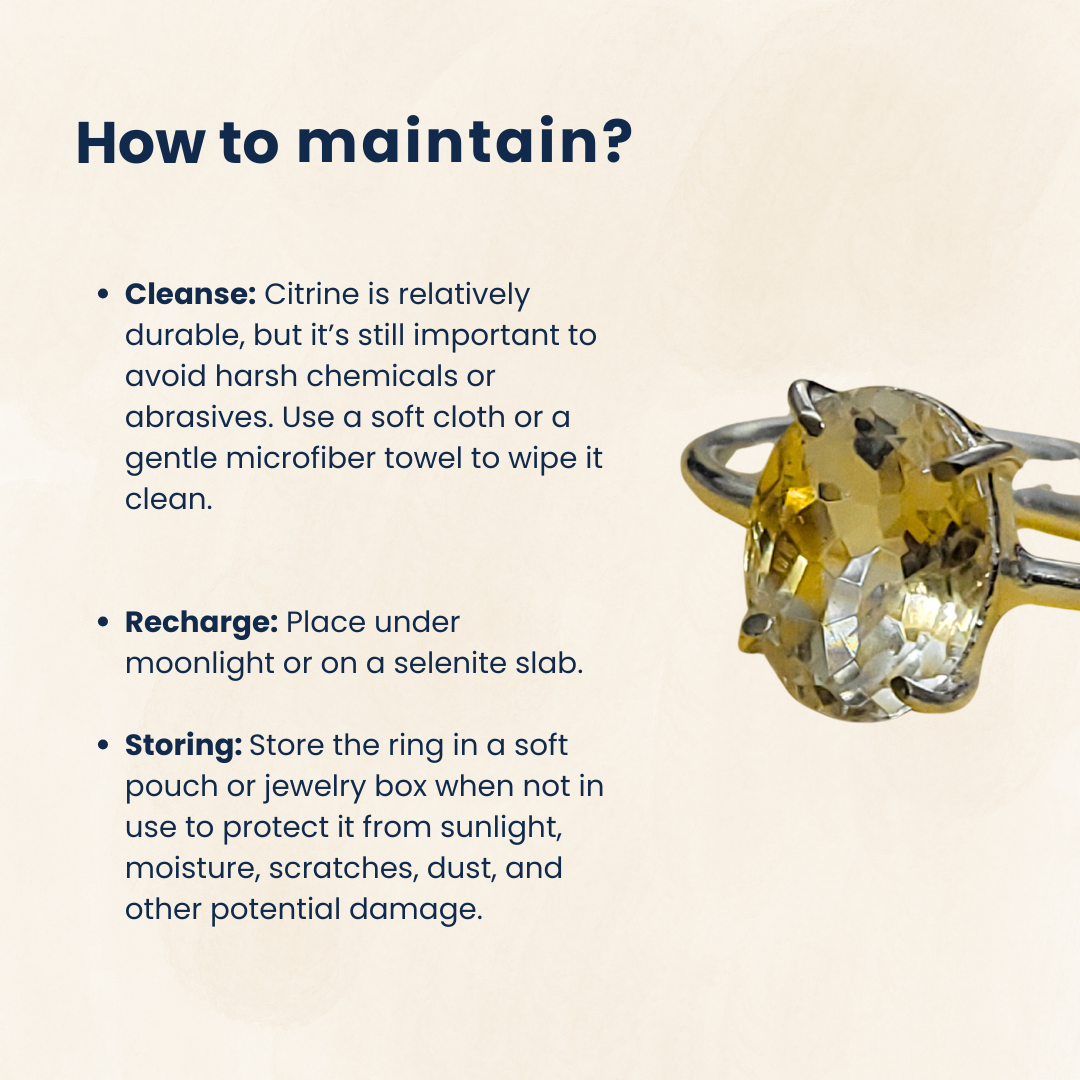 Citrine Gemstone Ring, Certified, Adjustable