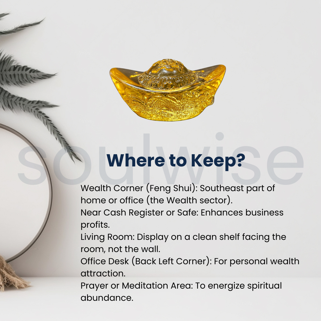 Golden Citrine Glass Ingot for Wealth & Business Success | Feng Shui & Vastu Remedy
