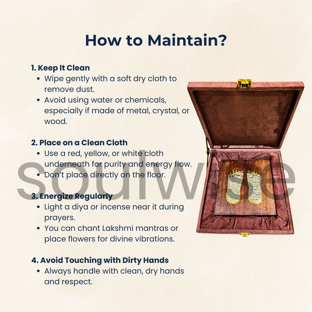Soulwise Diwali Special Laxmi Charan Paduka | Silver & Gold-Plated Divine Footprints for Wealth & Prosperity | Auspicious Puja Decor for Home, Mandir & Gift.