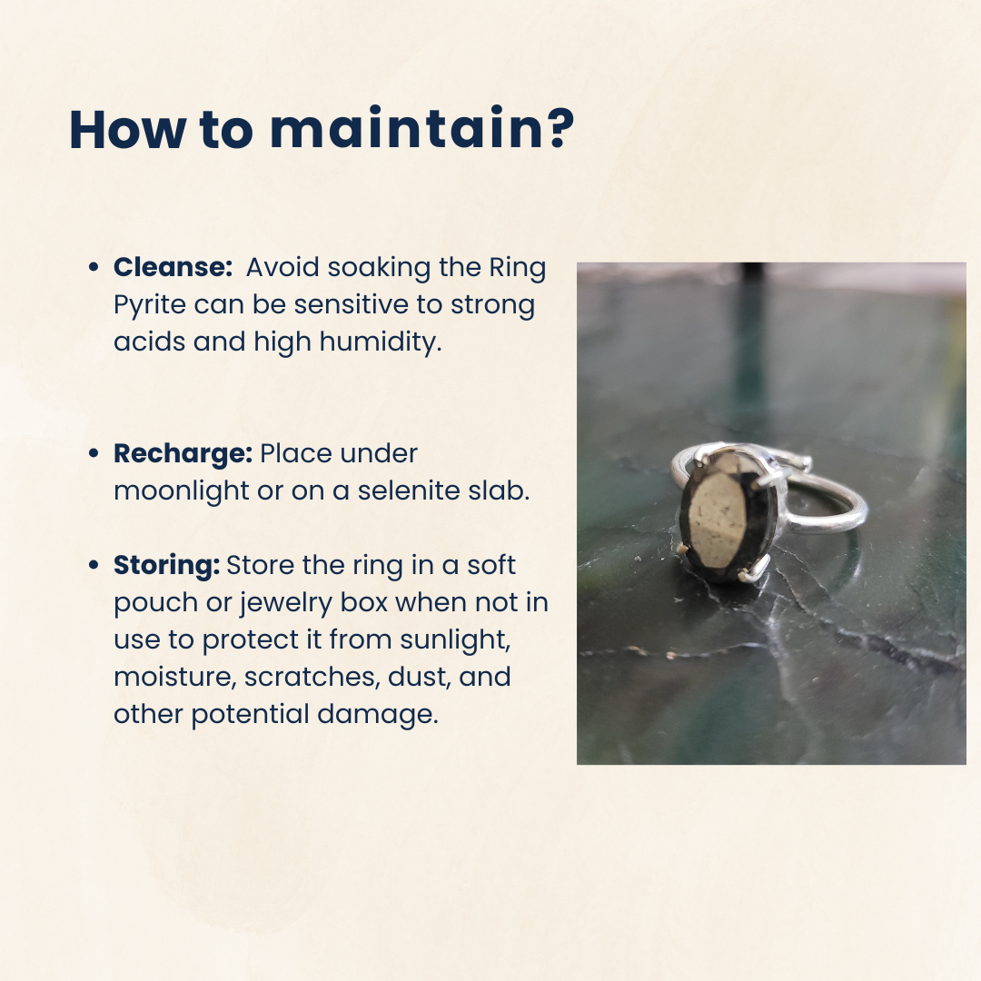 Pyrite Gemstone Adjustable Ring for Men, Certified, Energize Your Success & Wealth