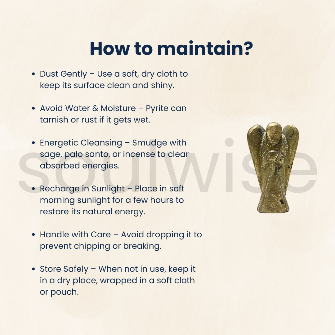 Natural Pyrite Angel – 2 Inch Hand-Carved Crystal Figurine – Healing Stone