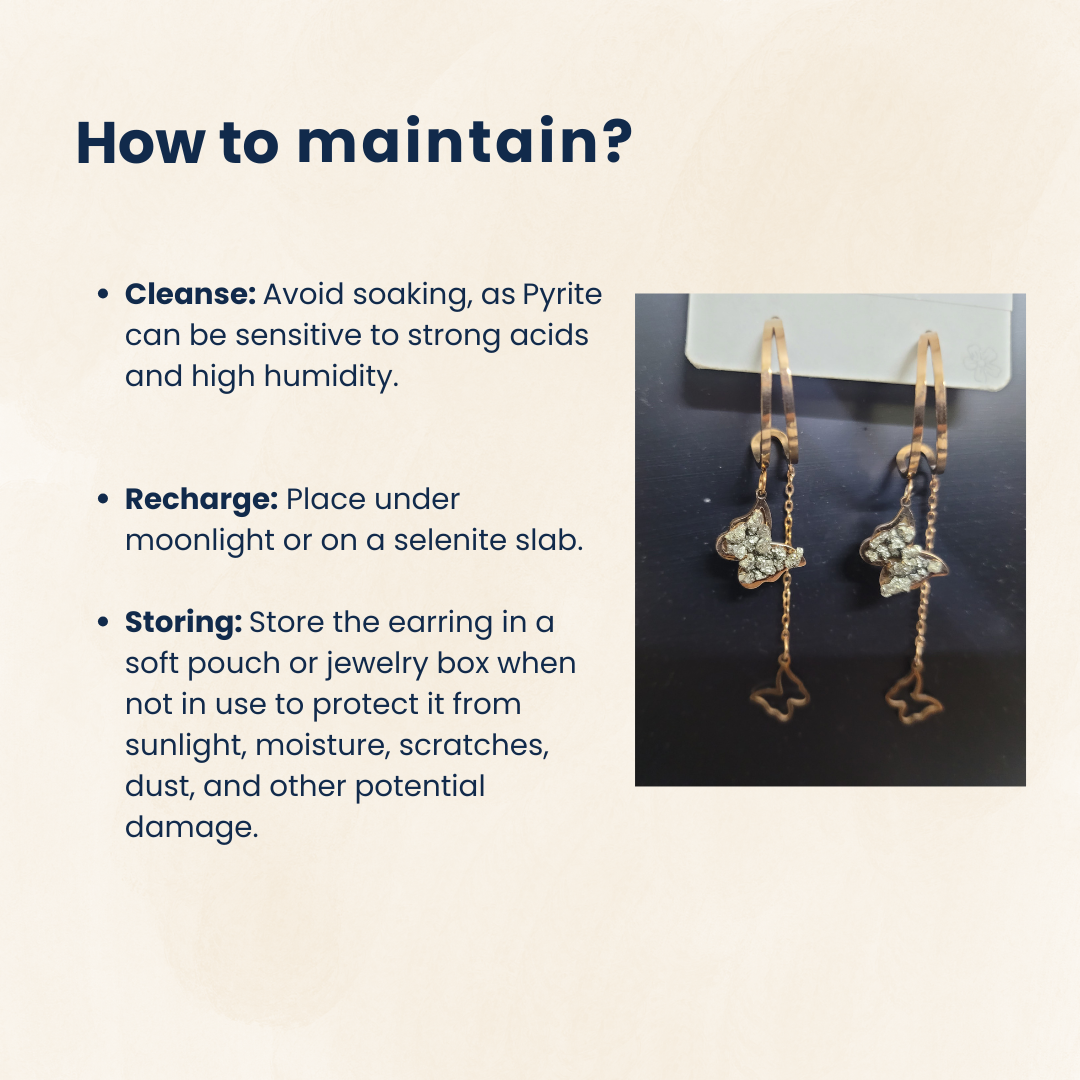 Natural Pyrite Butterfly Drop Earrings, Rose Gold-Plated , Certified