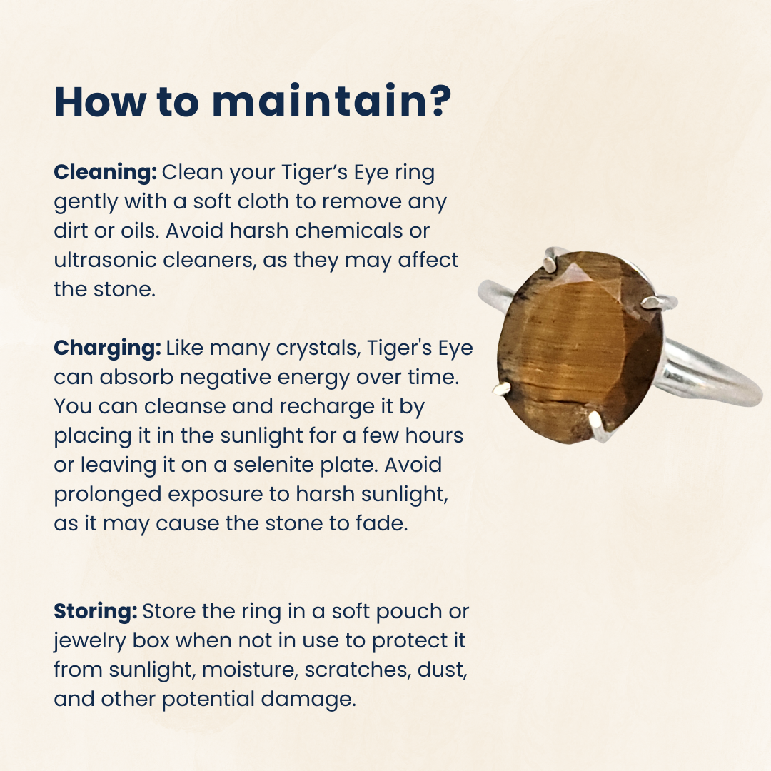 Tiger Eye Gemstone Certified Ring, Adjustable