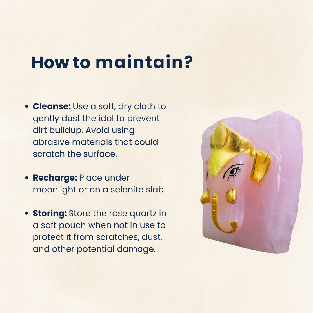 Rose Quartz Ganesha Hand Carved on a Rough Stone , 350-400g, Limited Stock