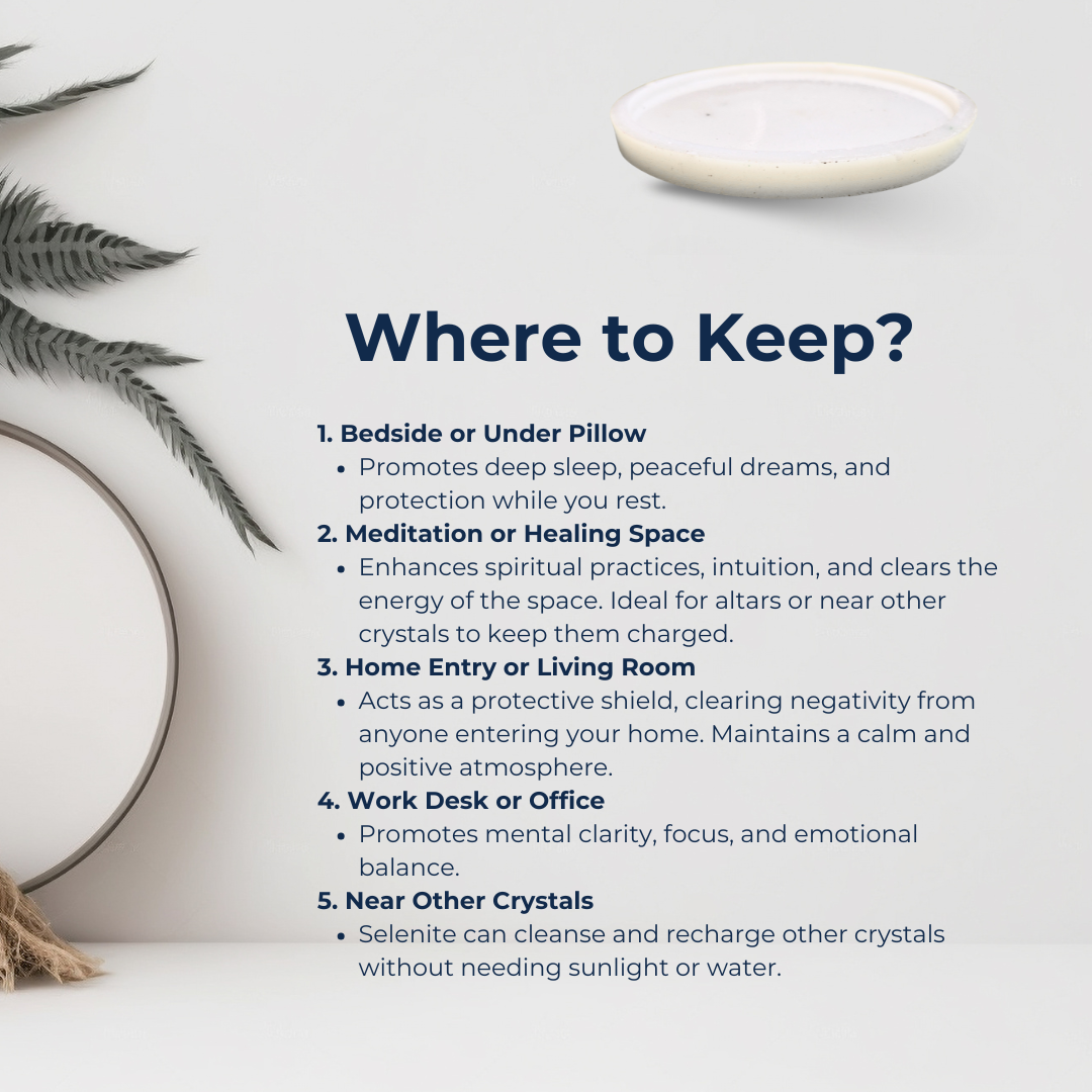 Soulwise Selenite Crystal Recharging Plate – Round White Charging Slab for Cleansing Crystals, Jewelry & Energy Tools