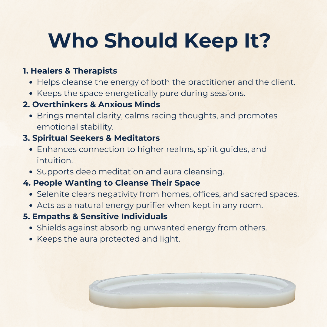 Soulwise Selenite Crystal Recharging Plate – 6" White Charging Slab for Cleansing Crystals, Jewelry & Energy Tools.