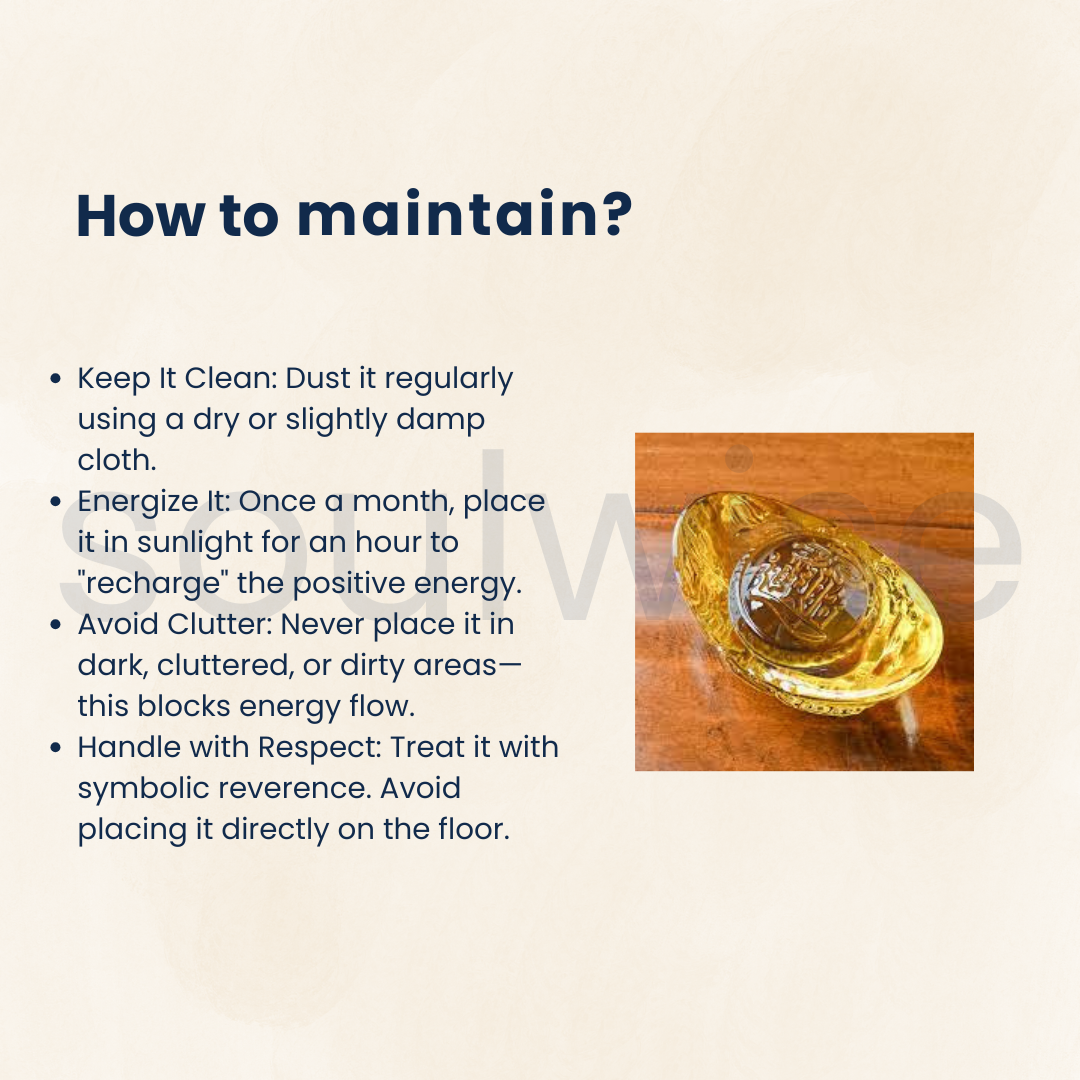 Golden Citrine Glass Ingot for Wealth & Business Success | Feng Shui & Vastu Remedy