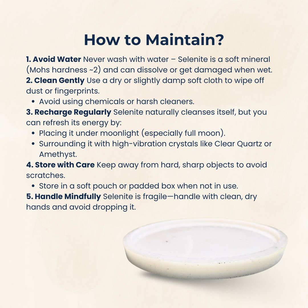 Soulwise Selenite Crystal Recharging Plate – Round White Charging Slab for Cleansing Crystals, Jewelry & Energy Tools
