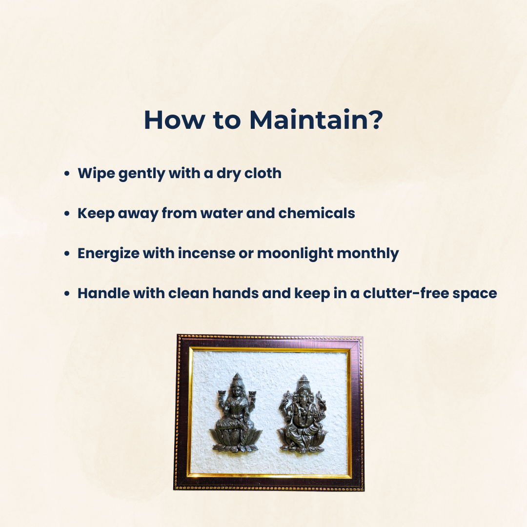 Maa Laxmi & Lord Ganesh Pyrite with Selenite Healing Crystals Frame – Vastu Spiritual Decorative Gift for Home, Office, Wealth & Positivity.