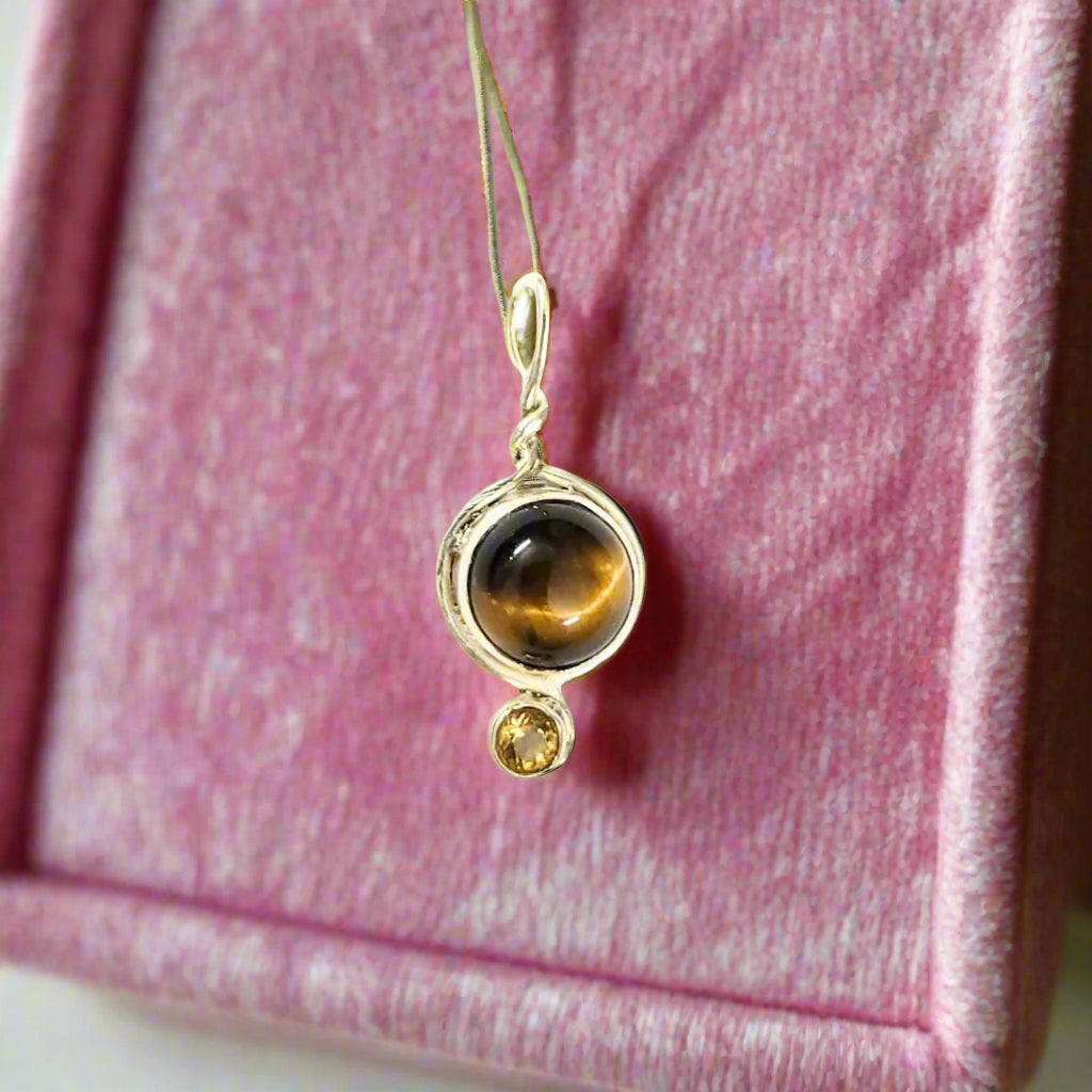 Natural Tiger's Eye Pendant – Certified Healing Crystal for Luck, Wealth & Confidence