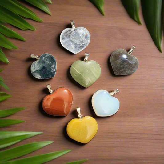 Natural Crystal Heart Pendants