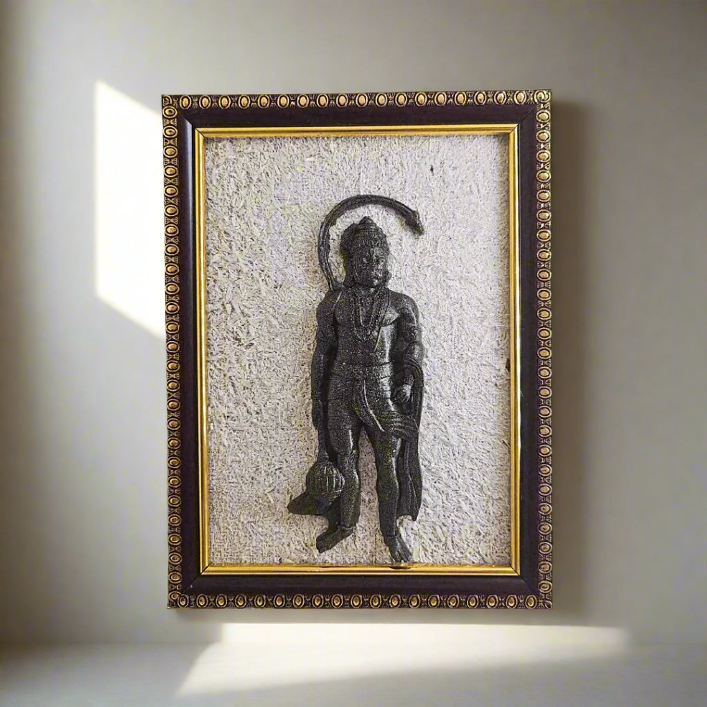 Lord Hanuman Pyrite & Selenite Healing Frame Attract Positive Energy & Protection | Unique Spiritual Home & Office Gift | Authentic Healing Crystals for Positive Aura & Vastu Alignment.