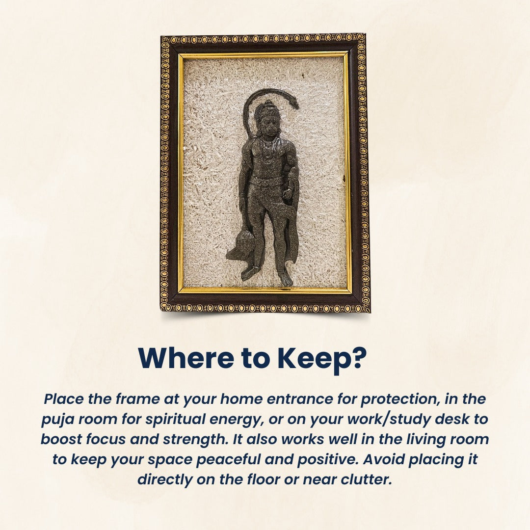 Lord Hanuman Pyrite & Selenite Healing Frame Attract Positive Energy & Protection | Unique Spiritual Home & Office Gift | Authentic Healing Crystals for Positive Aura & Vastu Alignment.