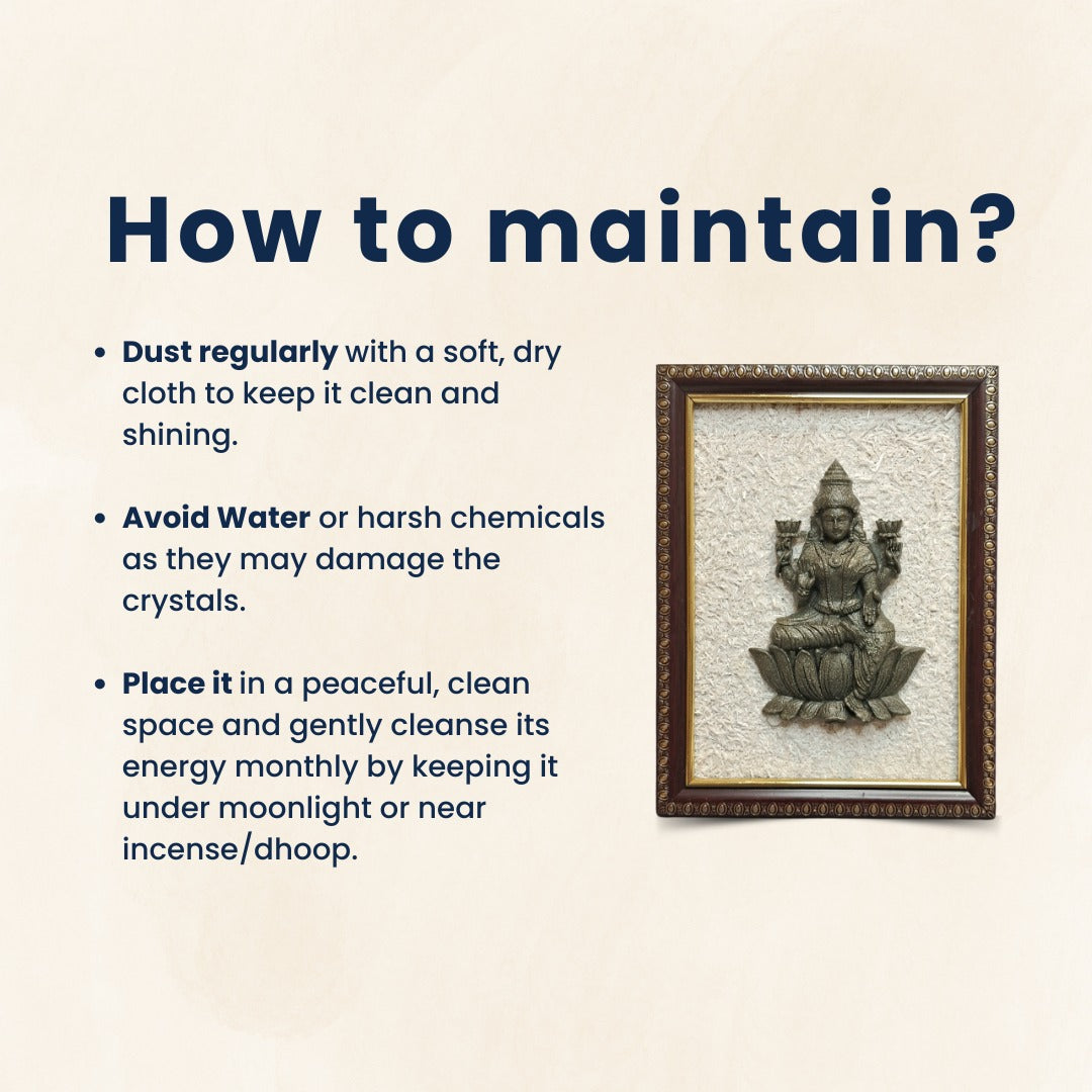 MAA LAXMI Pyrite & Selenite Healing Frame Attract Positive Energy & Protection | Unique Spiritual Home & Office Gift | Authentic Healing Crystals for Positive Aura & Vastu Alignment.