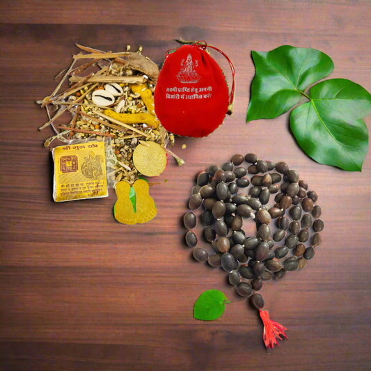 Laxmi Potli with Kamal Gatta Mala (Lotus Seed Mala) | Diwali Puja Combo for Wealth & Blessings | Spiritual Gift for Home, Office & Return Gifting