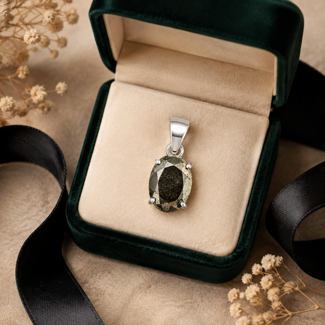 Natural Pyrite Gemstone Pendant – Oval-Cut Prosperity Crystal Jewellery