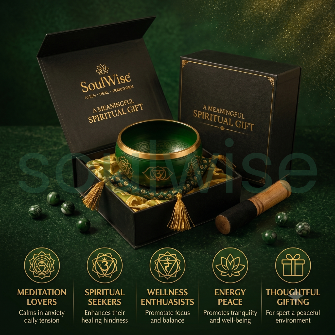 Green Singing Bowl – Handcrafted Meditation Bowl for Sound Healing, Chakra Balancing, Yoga & Spiritual Wellness (5.5 Inch)